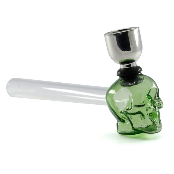 pipe glass pipe glass oil burner pipes The latest length 125MM weight 40G four colors randomly mixed glass skull smoking pipe