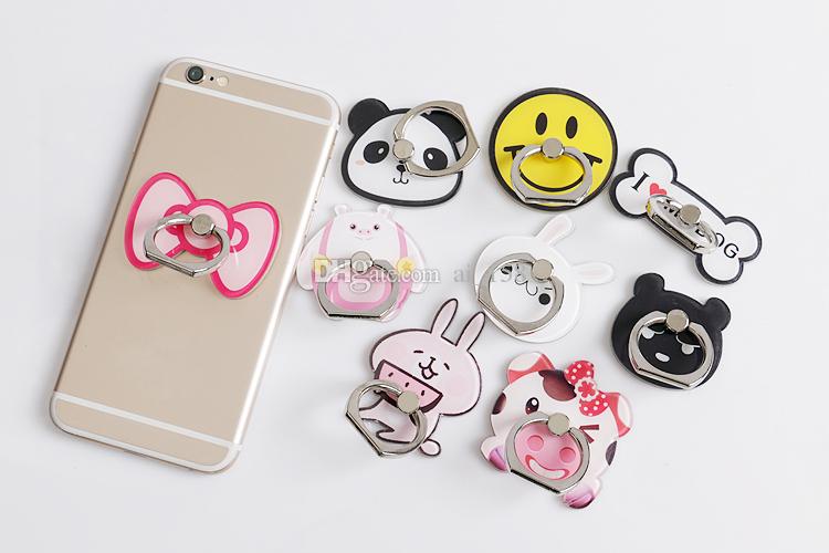 10pcs/lot Fashion Cartoon Universal Mobile Phone Ring brackets clasp Finger buckle multifunction Mobile phone stand 360° rotated Z019