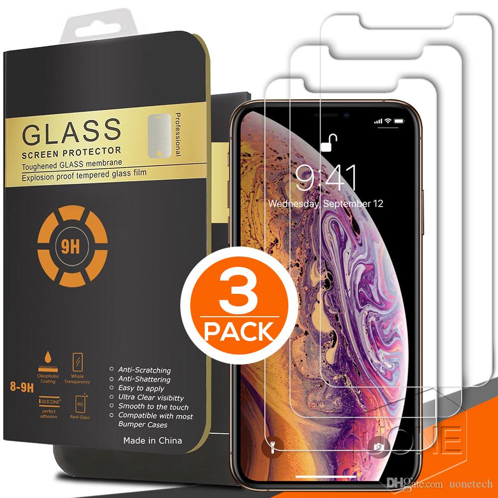 3 Packs For NEW Iphone 11 PRO MAX X XR XS MAX Tempered Glass Screen Protector 0.26mm 2.5D Rounded Edge 8plus For iphone 6 6S 7 8 plus
