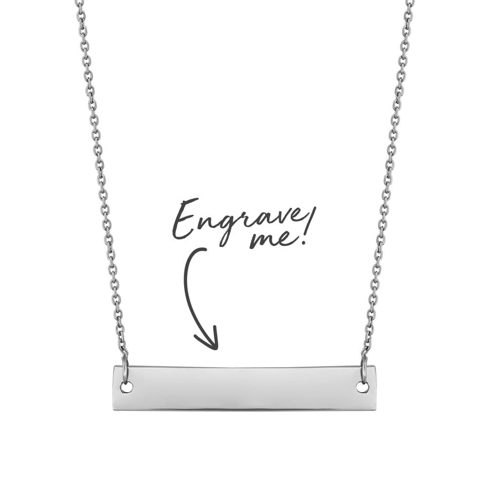 Sterling Silver 925 Horizontal Bar Necklace - Personalise By Engraving