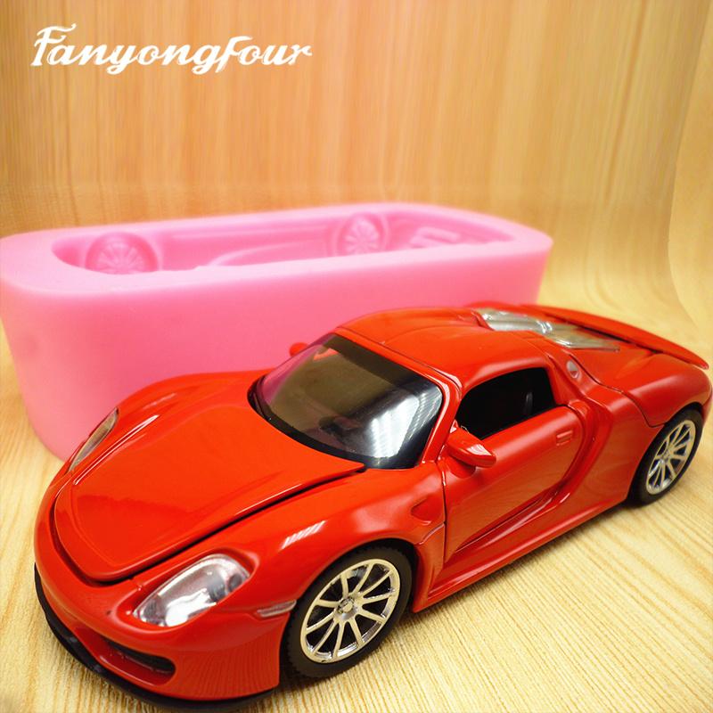 3D red sports car cake mold silicone mold chocolate gypsum candle soap candy mold kitchen baking free shipping