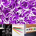 600PCS WhitePurple 4-Segment DIY Twistz Silicone Rubber Bands for Rainbow Loom Bracelets with HookS-clips