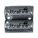 Ultrafire 3.6V 880mAh LC 16340 Protected CR123A Battery 2-Pack