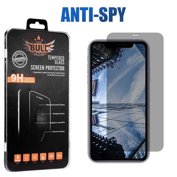 Full Cover Privacy Tempered Glass For iPhone 12 X XS XR 8 Plus Anti-Spy Screen Protector 9H Hardness Tempered Glass In Retail Box