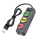 P-1030 Traffic Light Style 4-Port USB 2.0 HUB - Black