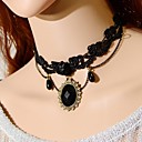 Vintage Drip Pearl Big Gem Gothic Style Lace Necklace