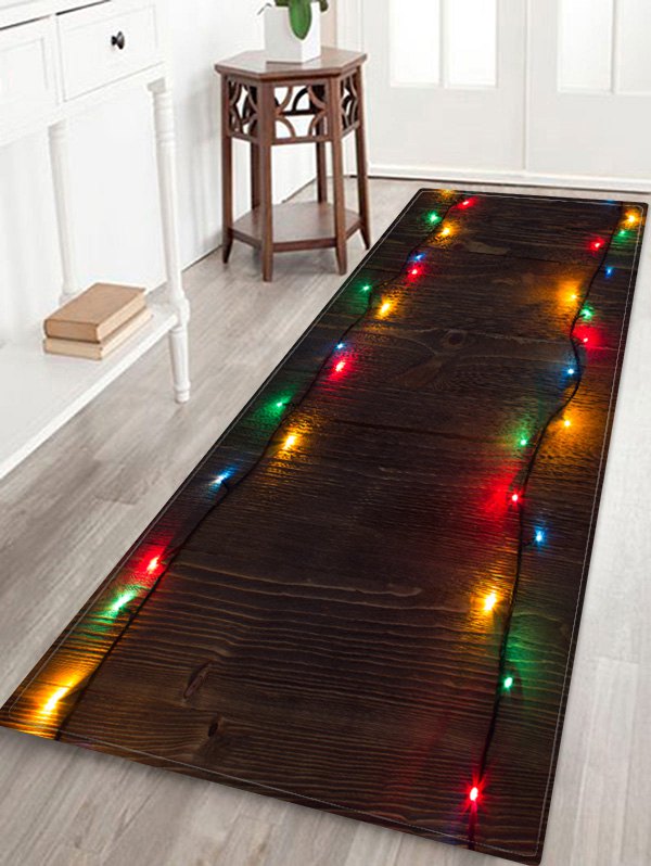 Wooden Christmas Light Printed Decorative Floor Mat