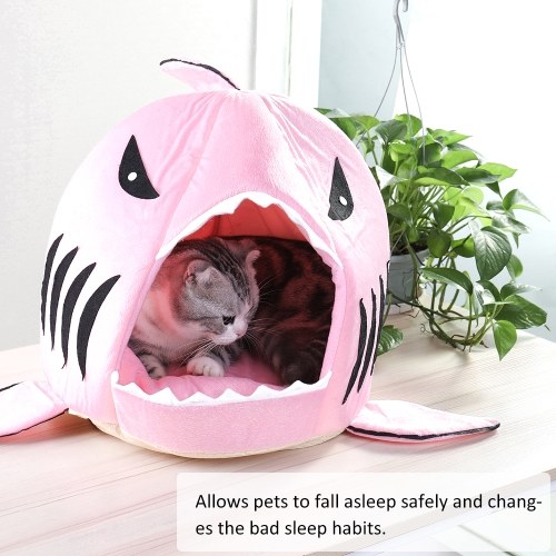 Shark Shape Dual Purpose Soft Cotton Cats Dogs House and Pad