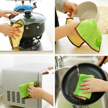 25X15cm Microfiber Wipes Kitchen Thickened Towel Cleaning Tools Double Suction Dishcloth