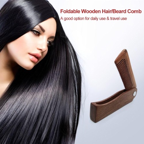 Foldable Hair Comb Portable Wooden Comb Massage Hairbrush