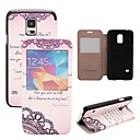 Elonbo Retro Pattern Mat Lines PU leather Flip Stand Full Body Case with Window for Samsung Galaxy S5 Mini