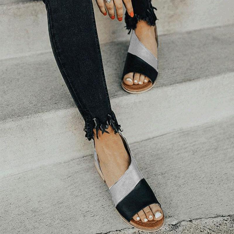 Casual Leather Spliced Flats