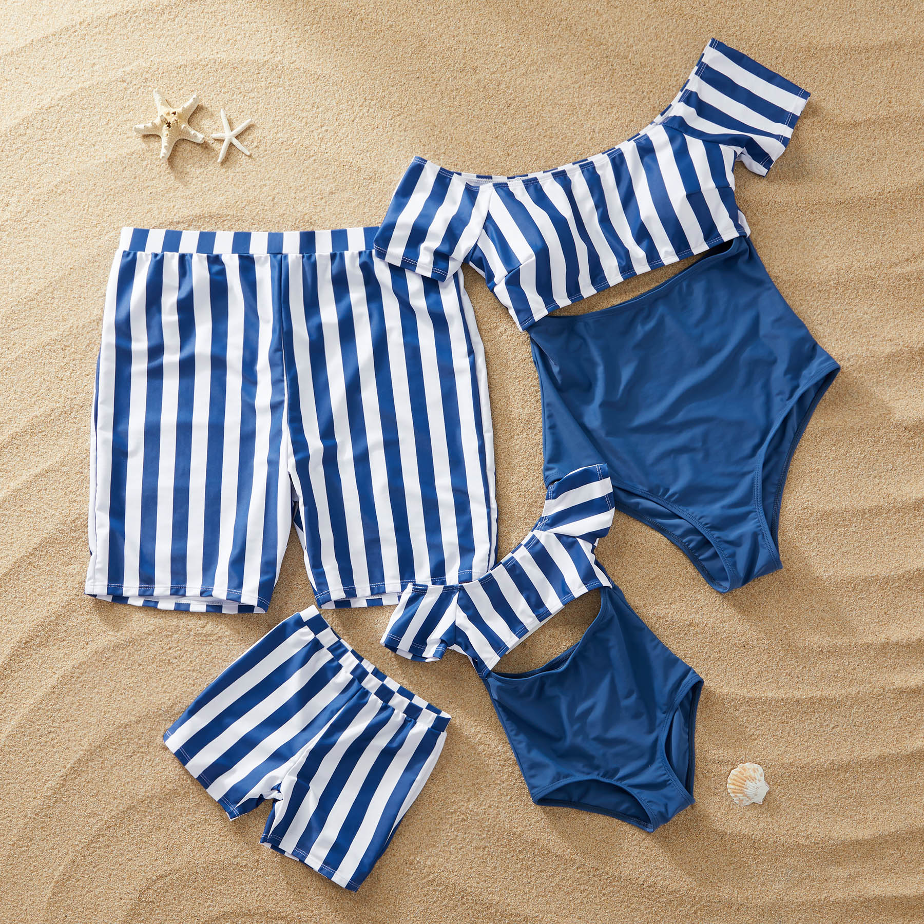 Striped Matching Swimsuit for Family